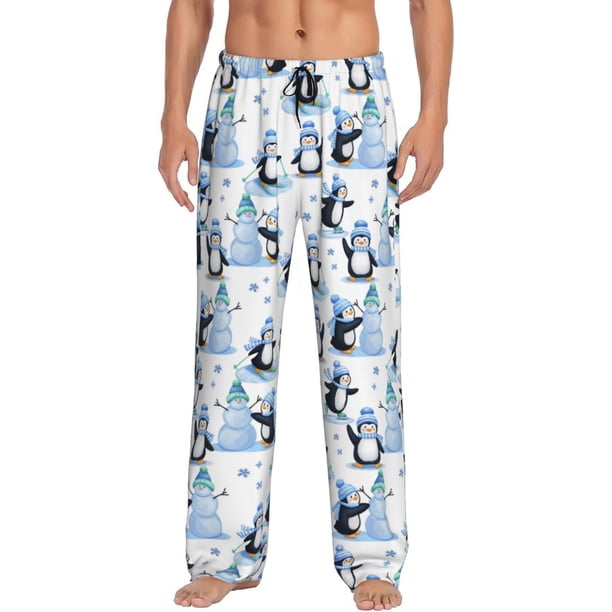 Balery Playful Penguins and Snowmen Pantalones de pijama para hombre, pijama ultraligero, pantalón de descanso-Small