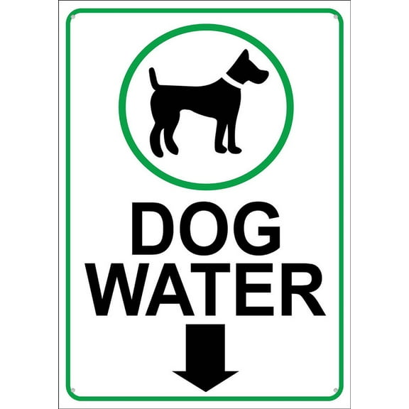 Dog Water Sign 12 X 8 Inch Metal Sign, Rustproof Aluminum, Multicolor