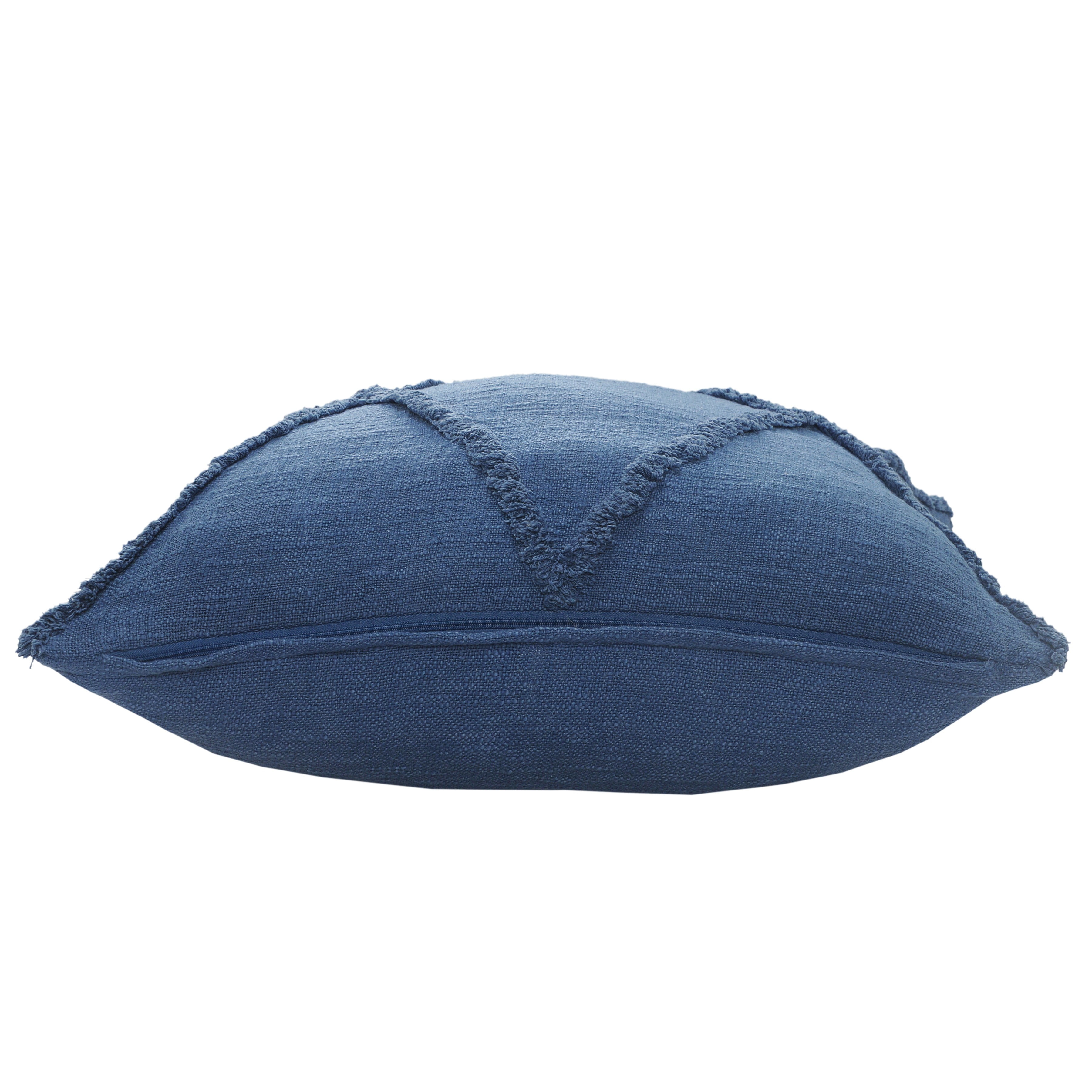 Ox Bay Sara Set of 2 Shag Diamond 18" x 18" Coronet Blue Cotton Adult Decorative Throw Pillows
