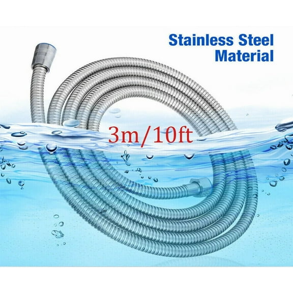 10Ft 3M Shower Head Hose Handheld Stainless Steel Bathroom Flexible Water Tube