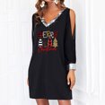 thumbnail image 4 of CEHVOM Robe Imprimée Décontractée Aguichant pour Femmes de Noël, Col en V, Manches Longues, Mini-Robe, Vente, 4 of 8