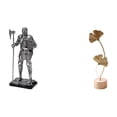 thumbnail image 1 of Escultura de hoja, figura de escritorio, estatua artística coleccionable, adorno de metal con base de madera, diseño creativo, ideal para regalar, dec, 1 of 8