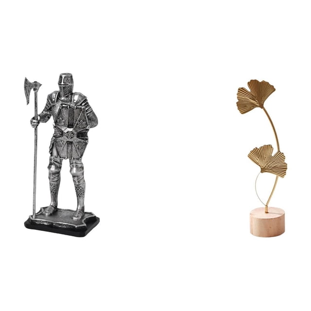 Escultura de hoja, figura de escritorio, estatua artística coleccionable, adorno de metal con base de madera, diseño creativo, ideal para regalar, dec