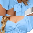 thumbnail image 6 of Womens Dresses Plus Size Ndbuld Women Spring Summer Short Sleeve High Waist Ruffle Back Bow Vacation A Line Dress Sky Blue S, 6 of 6