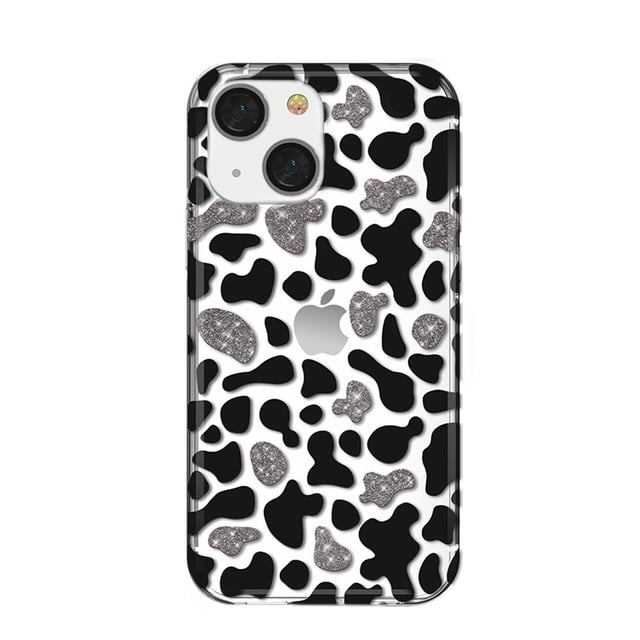 iPhone 13 Case for Women Girls, Clear Cows Pattern Cute Design Hard Back Soft TPU Bumper Protective Shockproof Phone Case for iPhone 13,Cows