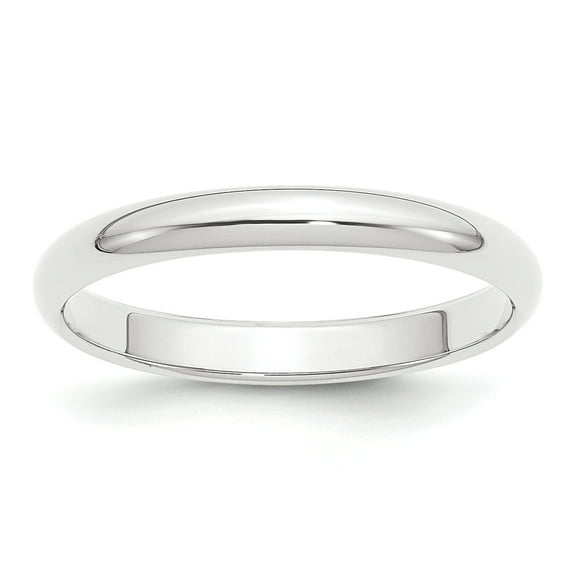 Platinum 3mm Half-Round Wedding Band Ring Size 10.5