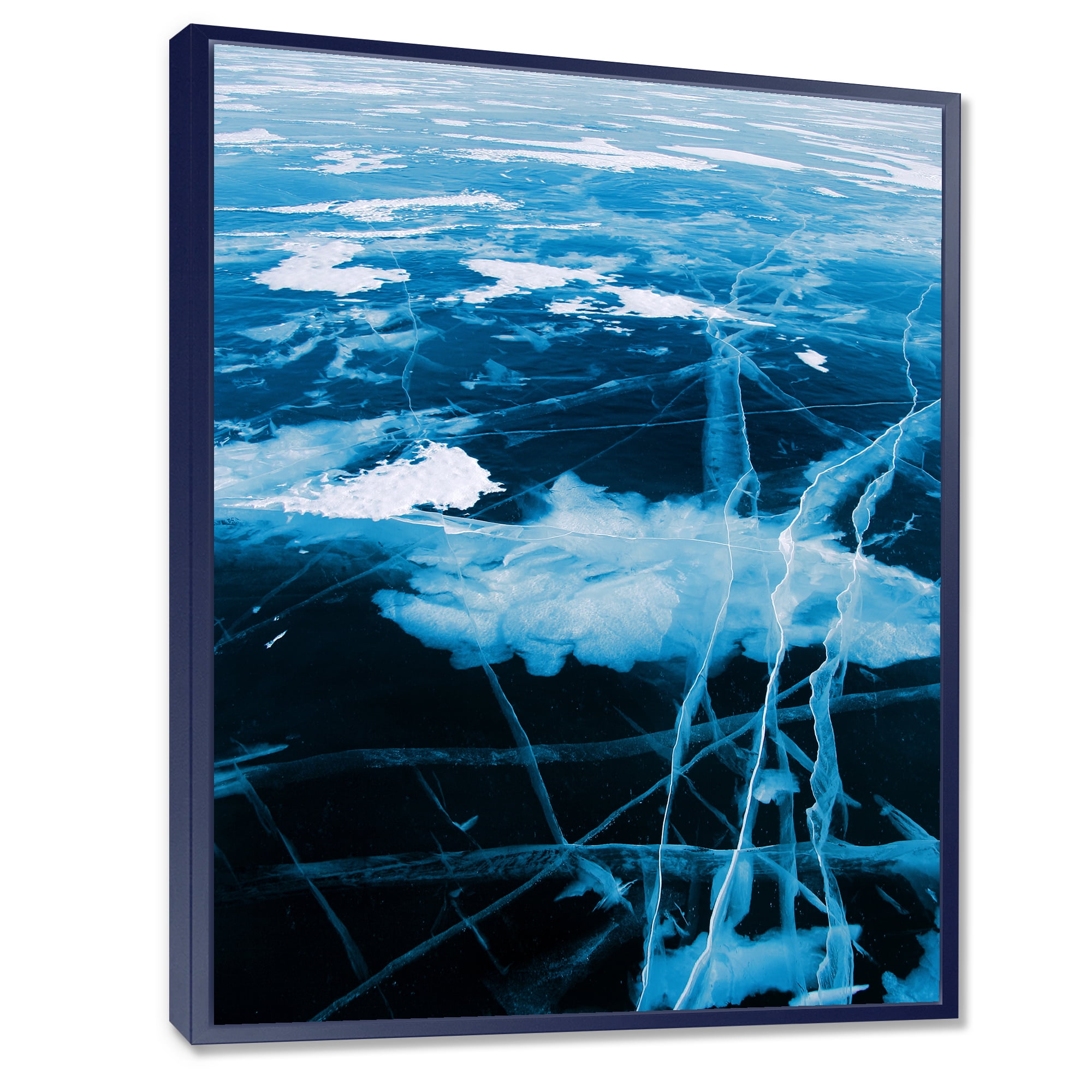 Designart 'White and Blue Ice Structure I' Modern Framed Canvas Wall Art Print