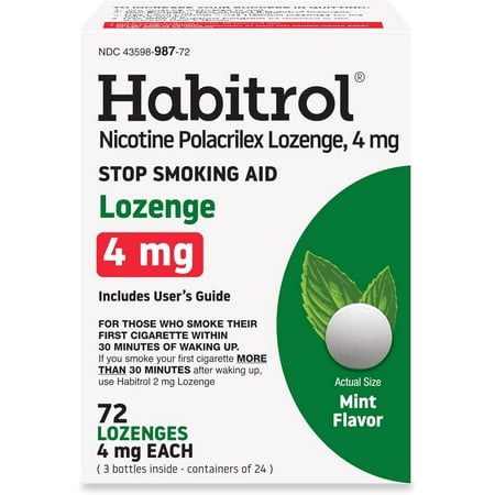 Habitrol Nicotine Polacrilex Lozenges, 4mg Mint Flavor 72 Count