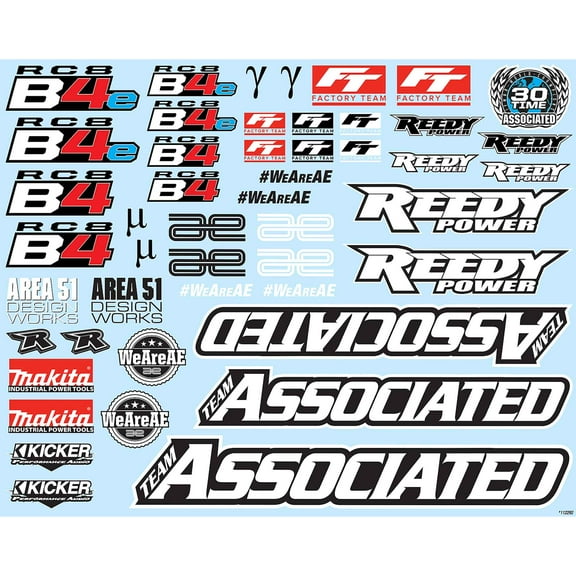 Associated 81588 RC8B4 Decal Sheet