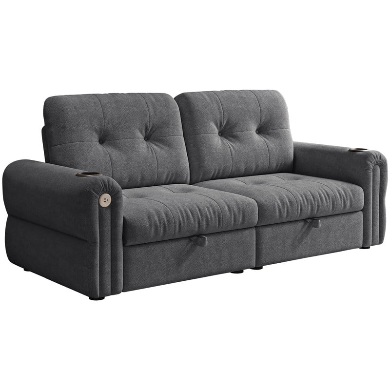 77" Convertible Sofa Bed – 2-in-1 Loveseat & Guest Bed, Chenille Fabric, 600lb Capacity