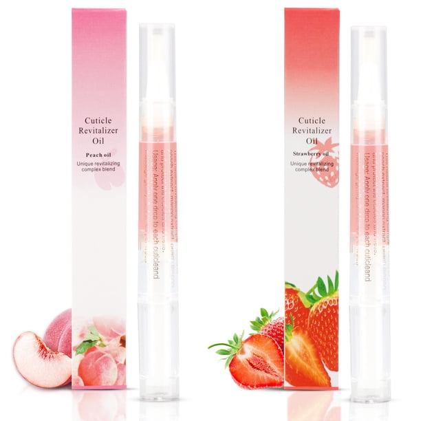 Lápiz de aceite para cutículas Meschett, 2 unidades, para cuidado de uñas, color melocotón y fresa