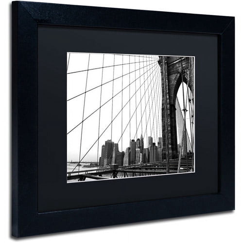 Trademark Fine Art "Brooklyn Bridge 4" Canvas Art by CATeyes, Black Matte, Black Frame