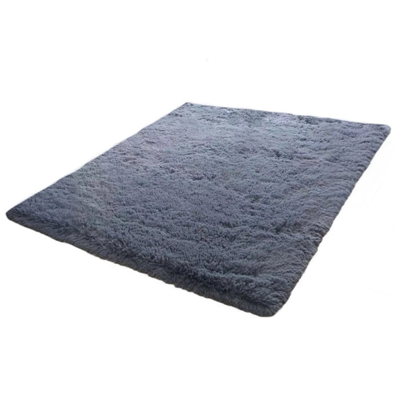 Bedroom Area Rug 31.5 x 63 in / 80 x 160 cm, Silver Gray Fluffy Shaggy Carpet, Polyester Soft Rug, Modern Solid Color Floor Mat for Bedroom, Living Room