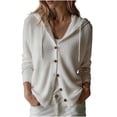 thumbnail image 3 of Axdhxbd Hollow Out Hooded Cardigan Sweater for Women Button Up Open Front Sweaters Loose Fit Lightweight Long Sleeve Crochet Sweaters 2XL, 3 of 7