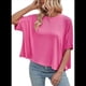 thumbnail image 3 of Camisetas de Verano 2025 para Mujer, Camisetas Lisas, Camisetas Holgadas de Gran Tamaño, Camisetas Básicas, Rosa, Rojo, M, 3 of 6