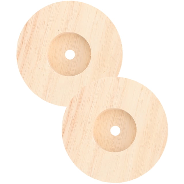 OULII 2pcs Wood Base Lamp Coffee Round Display Stand for Events