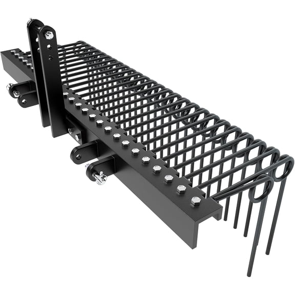 Acekid 60 Inch Pine Straw Needle Rake, 3 Point Landscape Rake, Powder Coated Steel Spring, Tow Behind Rake Tractor Attachment, Cat 0 & Cat 1, for Leaves, Straw, Grass