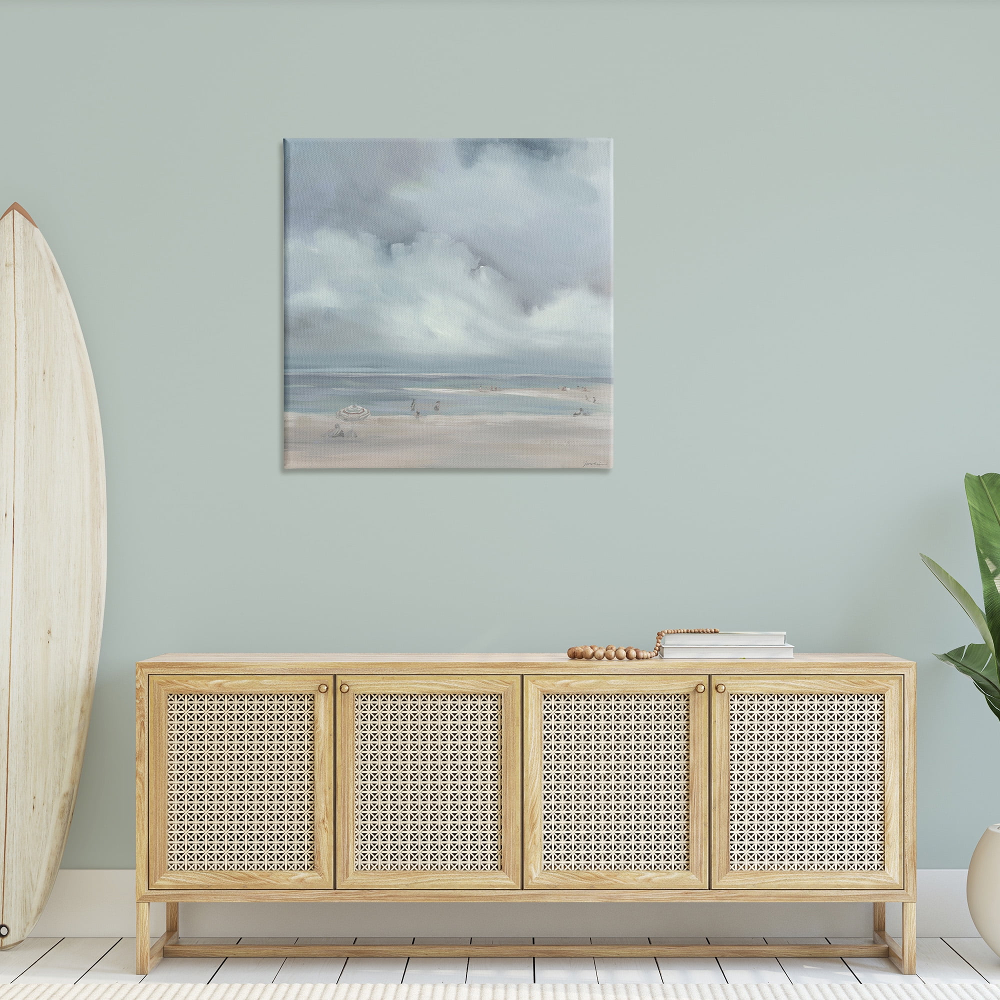 Stupell Industries Foggy Beach Landscape Landscape Painting Gallery Wrapped Canvas Art Print Wall Art, 36 x 36