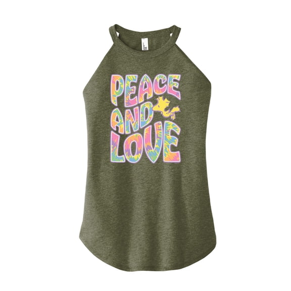 Peanuts - Peace & Love - Woodstock - Juniors High Neck Tank Top