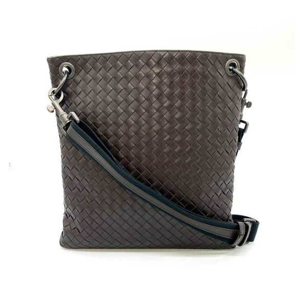 Pre-Owned Bottega Veneta Bag Intrecciato Shoulder Brown Crossbody Square Men Women Leather...