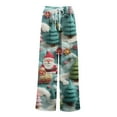 thumbnail image 6 of Ladies' Loose And Casual Christmas Printed Wide Leg Pants With Elastic Waistband Drawstring And Pocket Pants, Comfortable Home and Sleepwear Bottoms for Winter, Light Blue, S, 6 of 6