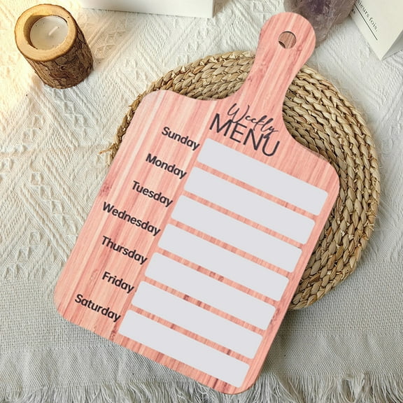 Wooden Magnetic Meal Planner Weekly Menu Board for Refrigerator - 7.7 x 13 Inch Dry Erase Organizer with Ample Space to Plan Meals and Grocery Lists
