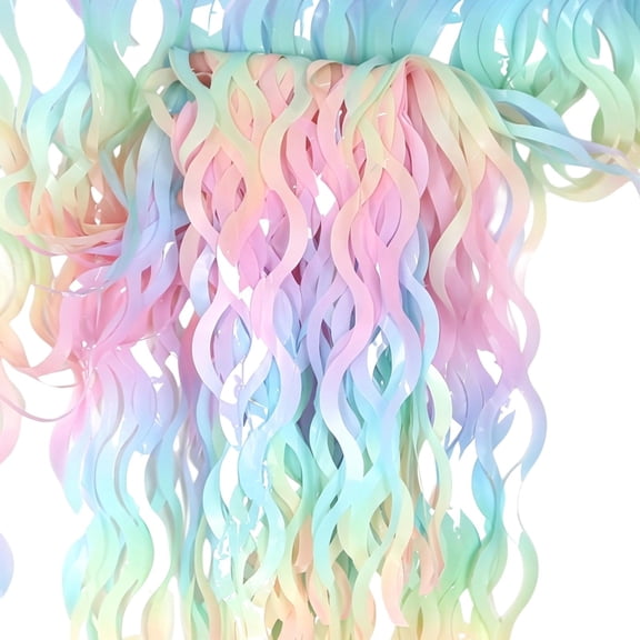 Pastel Rainbow Party Decorations Wavy Fringe Streamers Backdrop for Princess Mermaid Birthday Party Supplies