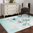 thumbnail image 4 of Turquoise Flowers Large Area Rugs for Bedroom Living Room, Soft Non Slip Carpet Bedside Rug, Farmhouse Gradient Floral Plants Rectangular Floor Cover Kitchen Accent Rug 4'x6' for Dining Room/Office, 4 of 9