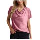 thumbnail image 1 of Camiseta de manga corta holgada informal lisa con cuello en V y cuello en V de verano para mujer OAVQHLG3B Store lin121212, 1 of 5