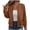 Brown, variant on Women's Lightweight Casual Jacket Solid Zip Up Baseball Collar Summer Spring Outerwear