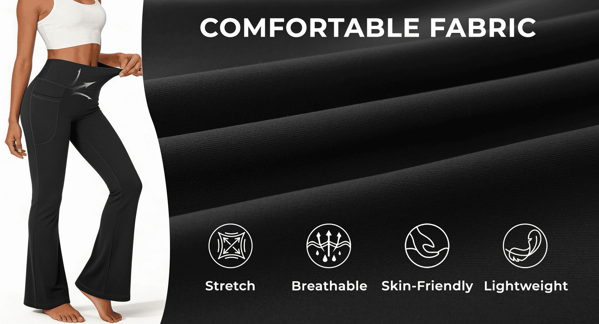 Rosvigor Flare Yoga Pants for Women High Waisted Leggings Tummy Control Workout Pants No Front Seam Trousers with Pockets
