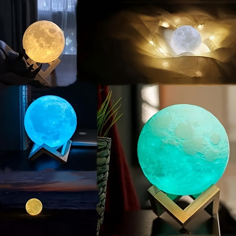 7.9 inch Large Moon Lamp Galaxy Starry Moon Night Light with Touch and Remote Control 16 Colors as Cool Lamp Gift for Boys or Girls