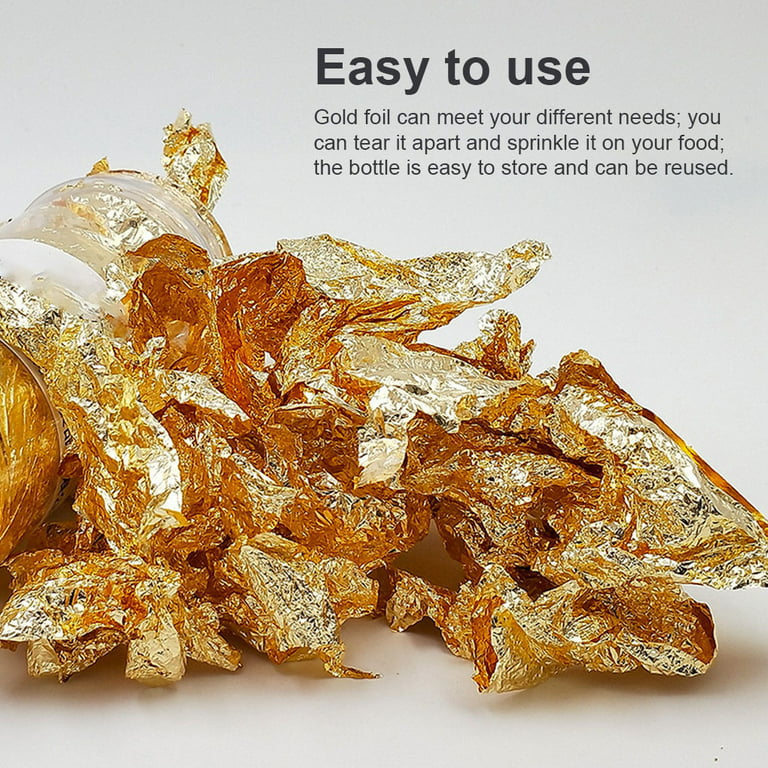 Toma 2 Bottles Edible Gold Foil Leaf Festival Party Cake Dessert Decoration  Flakes Portable Food Coffee Cooking Decorating 