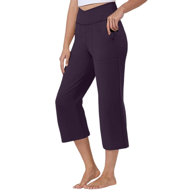 Pantalones de yoga cortos de cintura alta para mujer - Poliéster y spandex para uso diario y estilos de vida activos