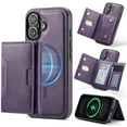 thumbnail image 1 of Case For IPhone 16 Funda Protectora RFID de 6,1" con Ranuras para 7 Tarjetas Magsafe, Soporte 2 en 1, Funda Protectora de Cuero Desmontable a Prueba de Golpes, Morado, For IPhone 16, 1 of 7