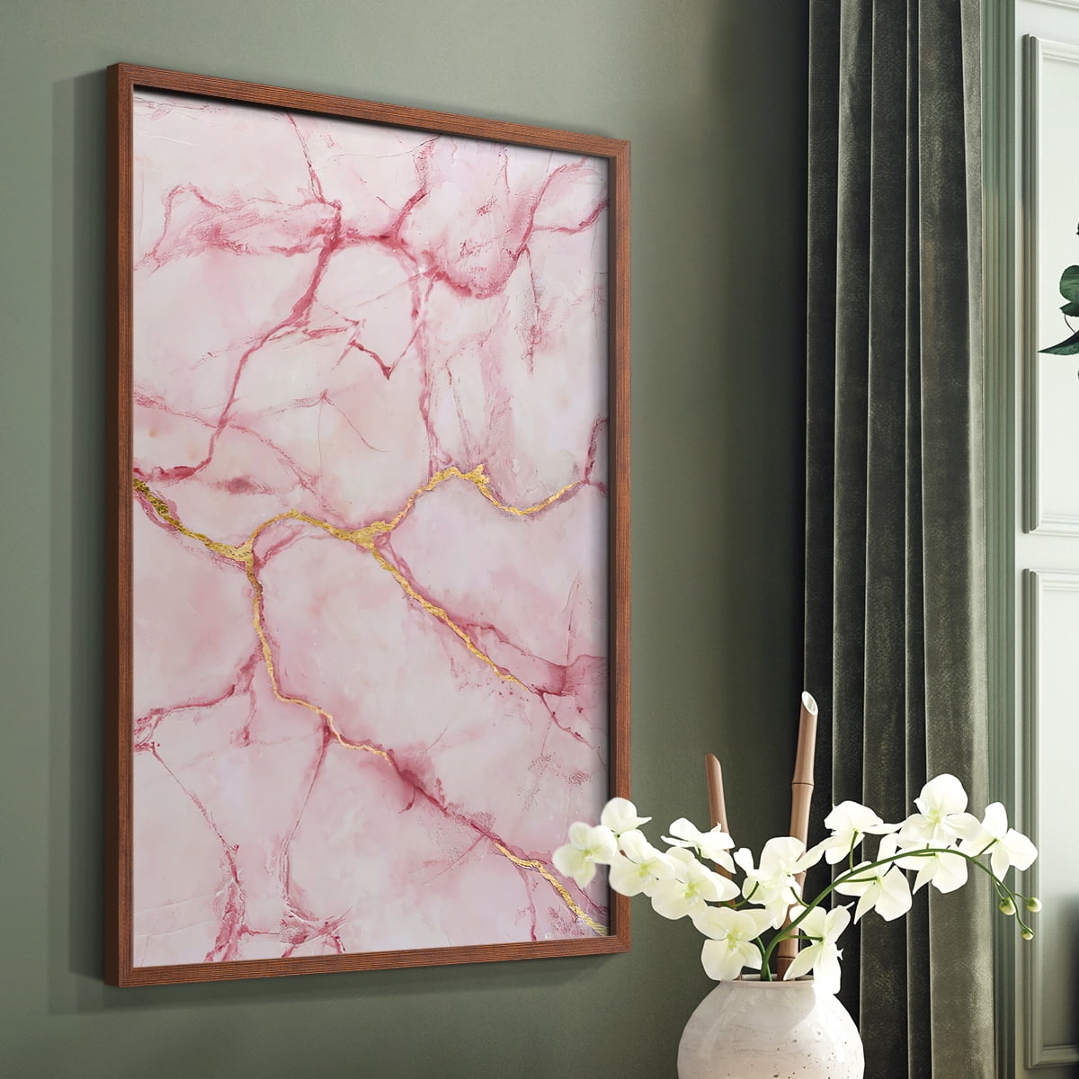 Rose Marble II in Brown Solid Wood 11 x 14 Framed Print