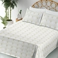 thumbnail image 3 of Ambesonne Art Deco Fitted & Flat Sheet with Shams 4 Pcs Set, Off White Vintage Shells, King, Off White and Sand Brown, 3 of 5
