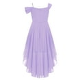 thumbnail image 4 of inlzdz Girls Elegant Off Shoulder Dress Pleated A-Line Asymmetric Chiffon Wedding Party Dresses Light Purple 10, 4 of 5