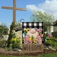 thumbnail image 5 of Welcome Easter Bunny Rabbit Small Decorative Garden Flag, Egg Flowers Farmhouse Yard Lawn Outside Decor, Spring Buffalo Plaid Check Burlap Outdoor Home Decoration Double Sided 12 x 18, 5 of 6