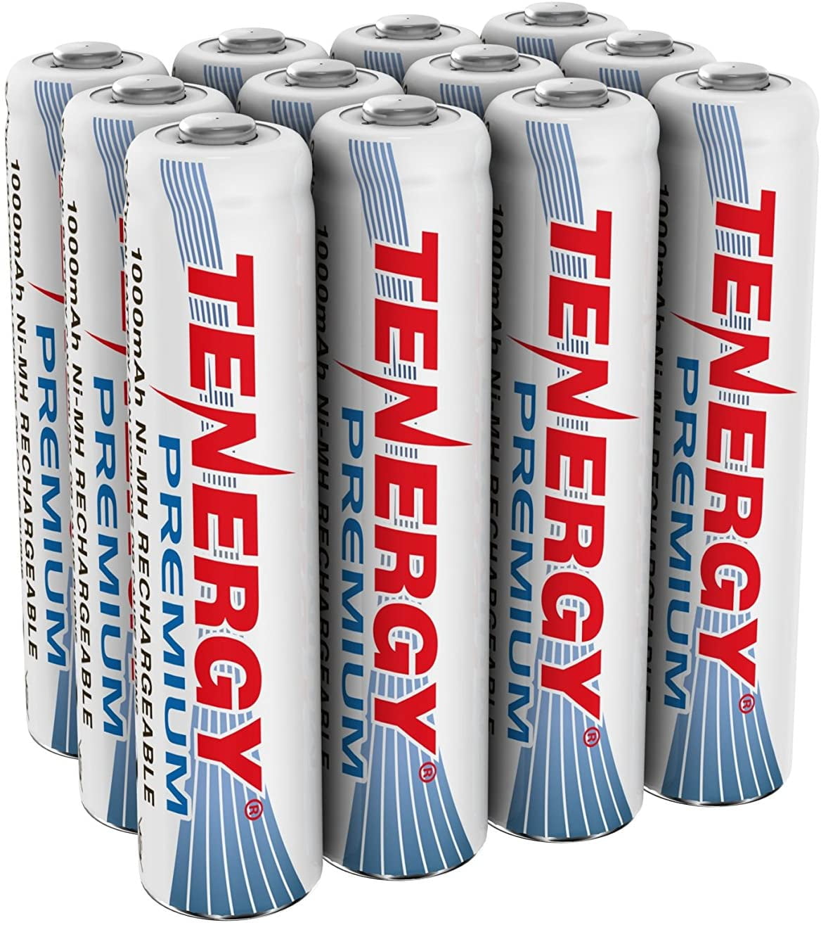 Tenergy Premium Rechargeable AAA Batteries, High Capacity 1000mAh NiMH