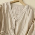 thumbnail image 6 of Towmus V Neck Linen Tshirts for Women Summer Fall 3/4 Sleeve Relaxed Fit Long Basic Tee Shirt Tops, 6 of 6