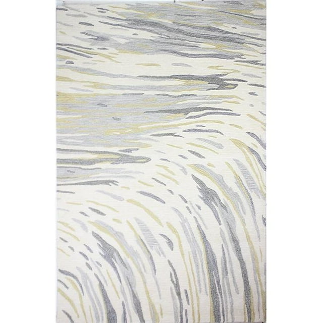 Bashian R129-IV-6X9-HG361 Greenwich Collection Abstract Contemporary Wool & Viscose Hand Tufted Area Rug, Ivory - 5 ft. 6 in. x 8 ft. 6 in.