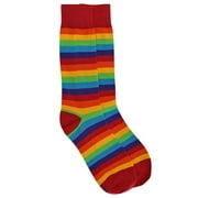 Mens Multicolor Rainbow Stripe Crew Socks