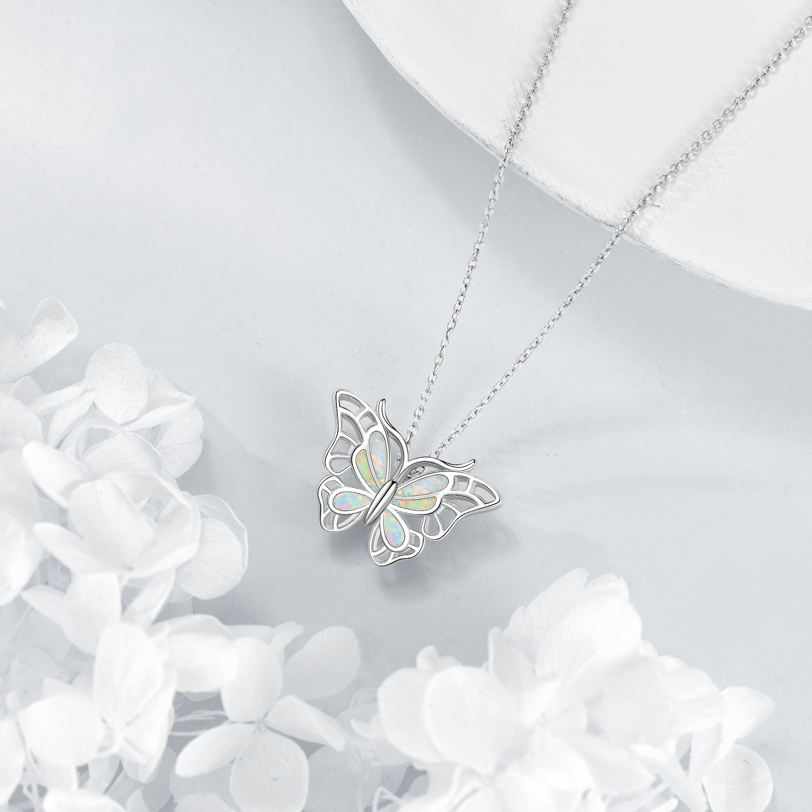 Butterfly Necklace 925 Sterling Silver Opal Neckalce Butterfly Jewelry Birthday Christmas Gift for Women
