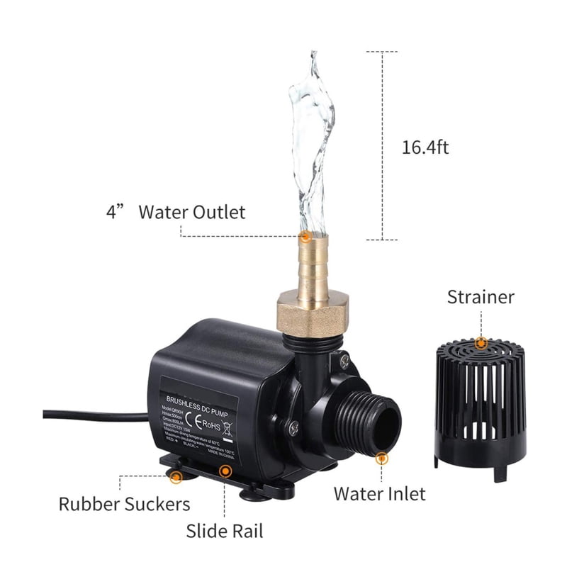 Ultra-quiet Mini Brushless for DC Water Pump 12V 15W 800L/H Lift 500cm Submersible Fountain Aquarium Circulating