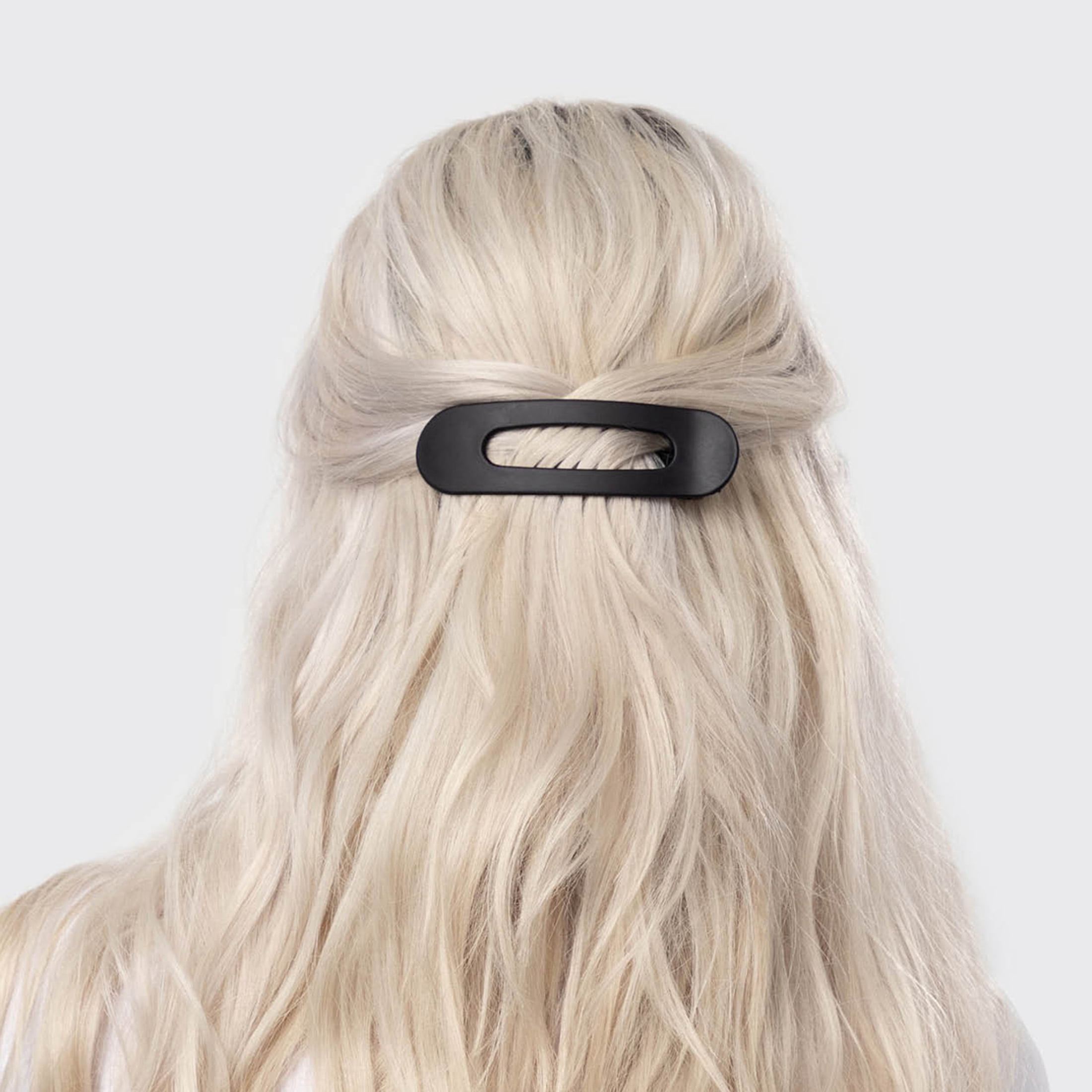 Kitsch Flat Hair Clips - Flat Claw Clips for Women 2pc Flat (Black&Tort)