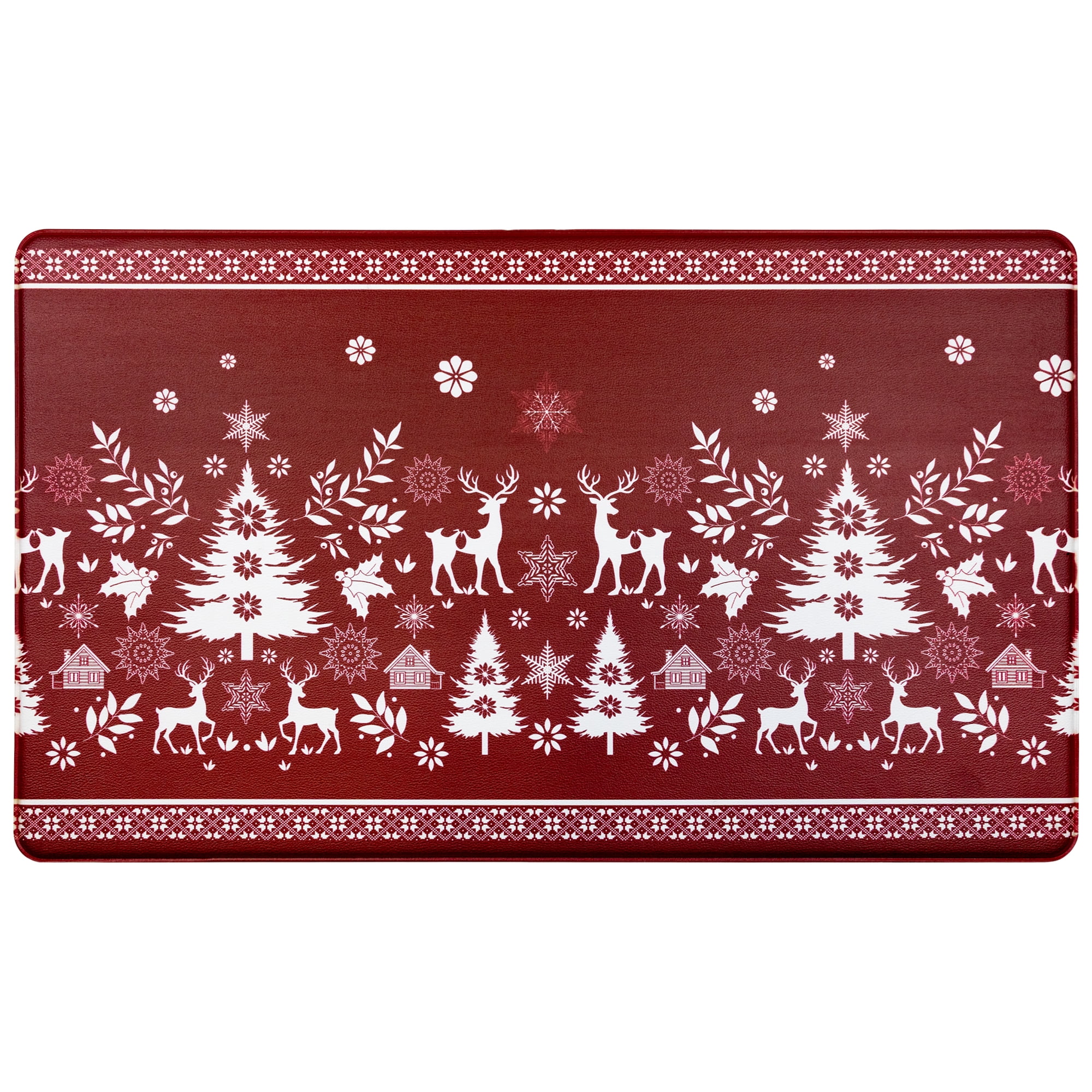 Reindeer and Snowflakes Kitchen Comfort Anti-Fatigue Christmas Floor Mat - 17.75" x 29.5"