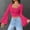 Hot Pink, variant on Abtuhar Women Long Sleeve Tops Solid U Neck Cropped Flare Sleeve Straight Hem Light Fabric Fall Shirts