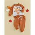 thumbnail image 3 of GXFC Toddler Baby Boy Halloween Outfits Clothes 6M 1T 2T 3T Children Boy Long Sleeve Pumpkin Letter Print Sweatshirt+Elastic Long Pants 2Pcs Halloween-themed Clothing Costume for Kids Boy, 3 of 8