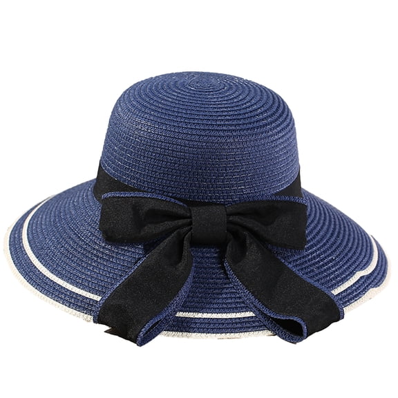UDIYO Women Hat Bow Braided Summer Foldable Sun Protection Cap for Outdoor